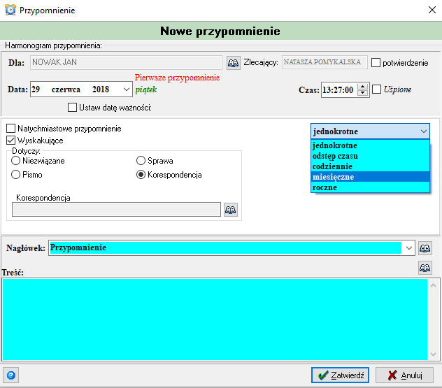 Nowe przypomnienie