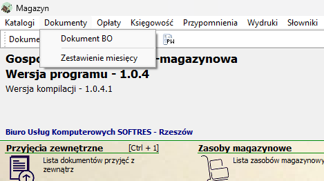 Menu Dokumenty