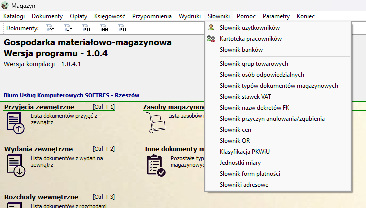 Menu Słowniki