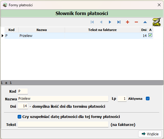 Słownik form płatności
