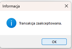 Komunikat o zaakceptowaniu transakcji